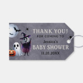 Grey Black Halloween Baby shower Dank u Cadeaulabel (Voorkant (Horizontaal))