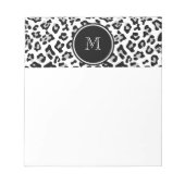 Grey Black Leopard Animal Print met Monogram Notitieblok (Voorkant)