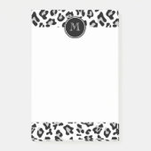Grey Black Leopard Animal Print met Monogram Post-it® Notes (Voorkant)