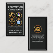 Grey Black Lijst Gold Construction Handyman Tools Visitekaartje (Voorkant / Achterkant)