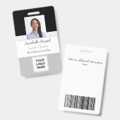 Grey Black Lined Name fotomedewerker bedrijf Badge (Voor- en achterkant)