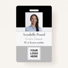 Grey Black Lined Name fotomedewerker bedrijf Badge