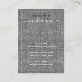 Grey Black Linen Texture Kijk uit juwelen Kaart Visitekaartje (Achterkant)