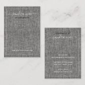 Grey Black Linen Texture Kijk uit juwelen Kaart Visitekaartje (Voorkant / Achterkant)