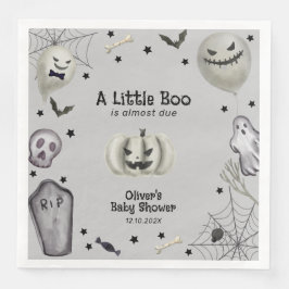 Grey Black Little Boo Ghost Halloween Baby shower Servet