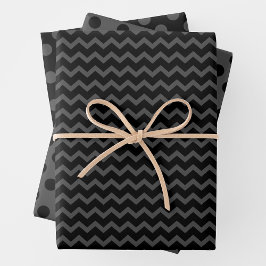 Grey & Black Multi-Pattern Wrapping Paper Sheets