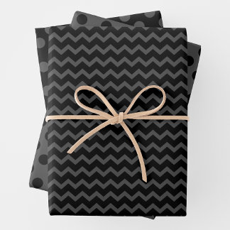 Grey & Black Multi-Pattern Wrapping Paper Sheets