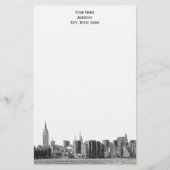 Grey Black NYC Skyline Etch 01 Stationery Briefpapier (Voorkant)