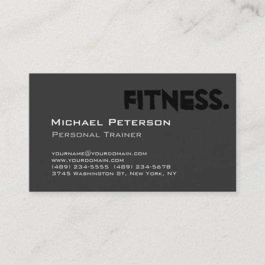 Grey Black Personal Trainer Fitness Visitekaartje (Voorkant)