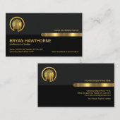 Grey Black Retro Columns Gold Line, Hospitality Visitekaartje (Voorkant / Achterkant)