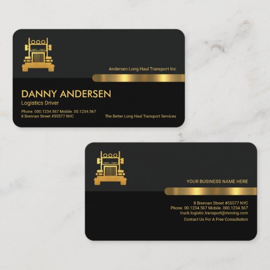 Grey Black Retro Columns Logistics Manager Visitekaartje (Voorkant / Achterkant)