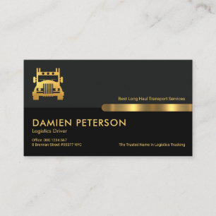 Grey Black Retro Columns Logistics Truck Visitekaartje