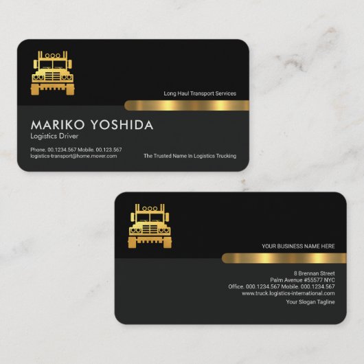 Grey Black Retro Columns Logistics Truck Visitekaartje (Voorkant / Achterkant)