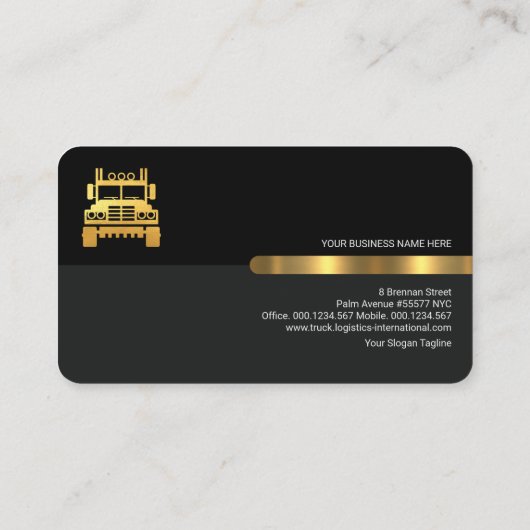 Grey Black Retro Columns Logistics Truck Visitekaartje (Achterkant)