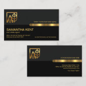 Grey Black Retro Kolommen Gold Building Realtor Visitekaartje (Voorkant / Achterkant)