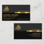 Grey Black Retro Kolommen Gold Labor Manpower Visitekaartje (Voorkant / Achterkant)