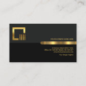 Grey Black Retro Kolommen Gold Stripe Engineering Visitekaartje (Achterkant)