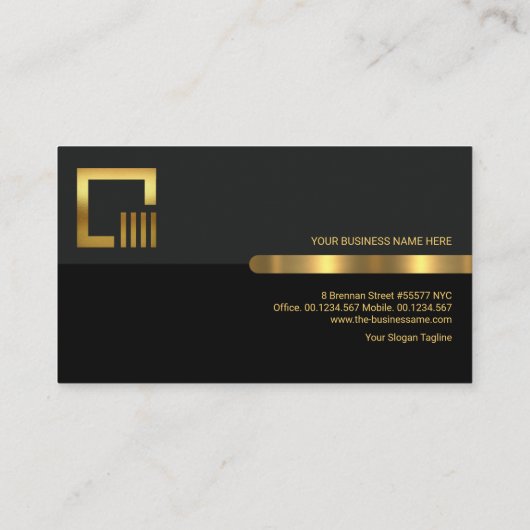 Grey Black Retro Kolommen Gold Stripe Engineering Visitekaartje (Achterkant)