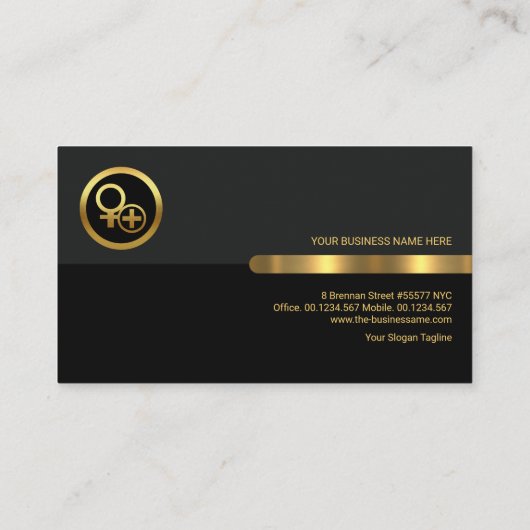 Grey Black Retro Layer Gold Line PR-communicatie Visitekaartje (Achterkant)