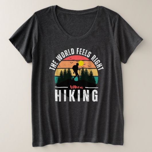Grey Black Retro  Wandelen Mountain Camping Grote Maat T-shirt (Design voorkant)