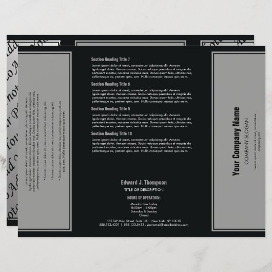 Grey Black Simple Border Brochure (Voorkant / Achterkant)