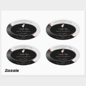 Grey Black Wavy Roos Gold Hearts Productlabels Ovale Sticker (Vel)