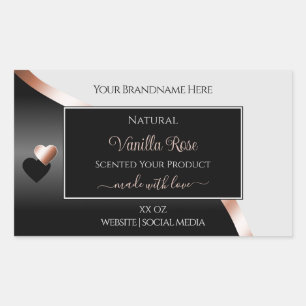 Grey Black Wavy Roos Gold Hearts Productlabels Rechthoekige Sticker