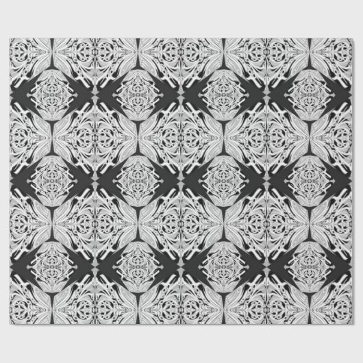 Grey Black White Butterfly Wing Abstract Patroon Cadeaupapier (Vlak)