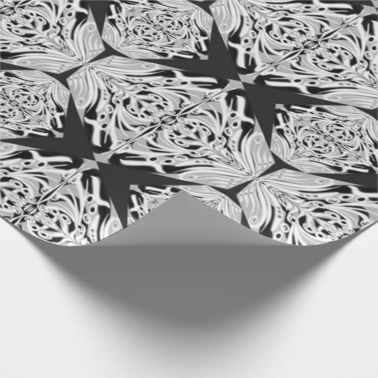 Grey Black White Butterfly Wing Abstract Patroon Cadeaupapier (Hoek)