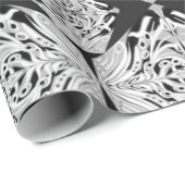 Grey Black White Butterfly Wing Abstract Patroon Cadeaupapier (Rol Hoek)