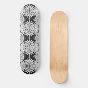 Grey Black White Butterfly Wing Abstract Patroon Persoonlijk Skateboard