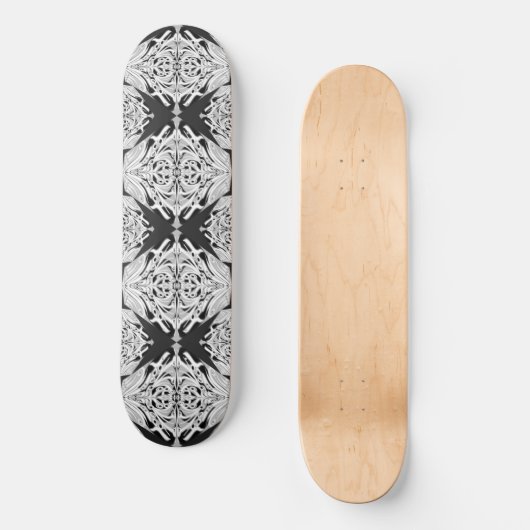 Grey Black White Butterfly Wing Abstract Patroon Persoonlijk Skateboard (Voorkant)