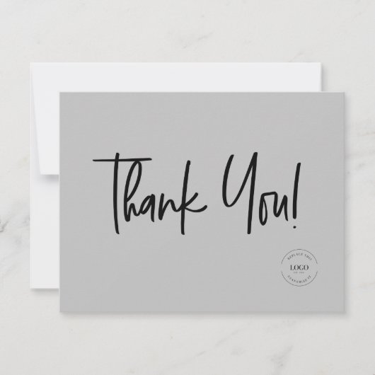 Grey Black White Company Logo Sociale Dank u Bedankkaart (Voorkant)