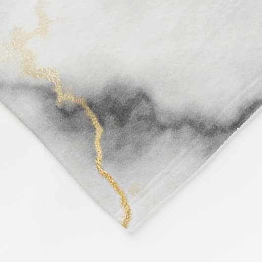 Grey Black White en Gold Marble Pattern Fleece Deken (Hoek)