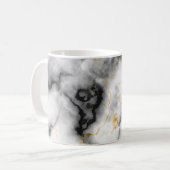 Grey Black White en Gold Marble Pattern Koffiemok (Voorkant links)