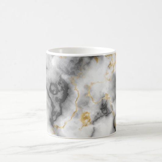 Grey Black White en Gold Marble Pattern Koffiemok (Center)