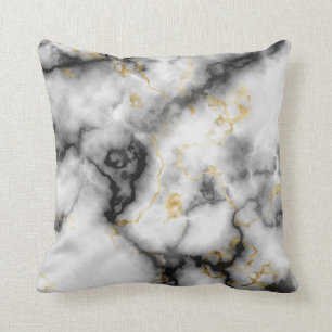 Grey Black White en Gold Marble Pattern Kussen