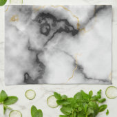 Grey Black White en Gold Marble Pattern Theedoek (Gevouwen)
