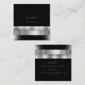 Grey Black White Makeup Artist Influencer Silver Vierkante Visitekaartje (Voorkant / Achterkant)