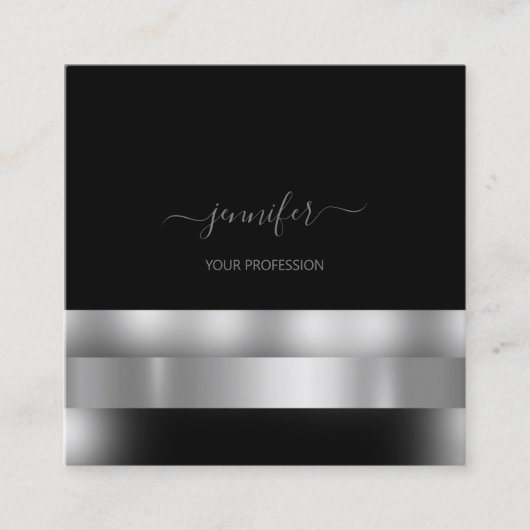 Grey Black White Makeup Artist Influencer Silver Vierkante Visitekaartje (Voorkant)