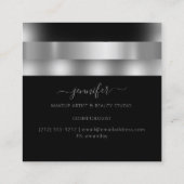 Grey Black White Makeup Artist Influencer Silver Vierkante Visitekaartje (Achterkant)