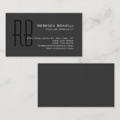 Grey Black White Monogram Consultant Visitekaartje (Voorkant / Achterkant)