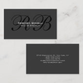 Grey Black White Monogram Consultant Visitekaartje (Voorkant / Achterkant)