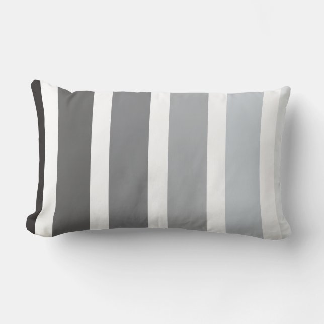 Grey Black White Ombre Stripes Kussen (Voorkant)