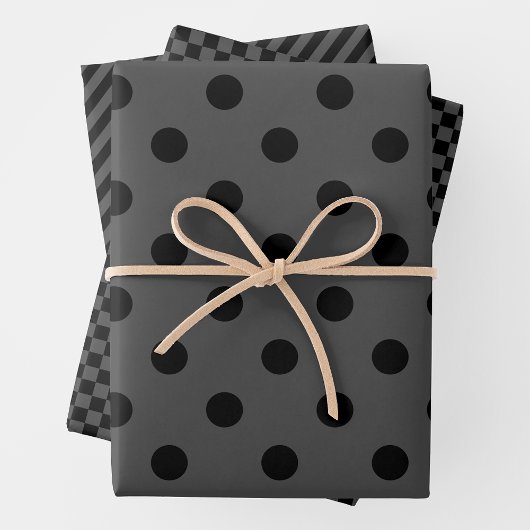 Grey & Black Wrapping Paper Sheets