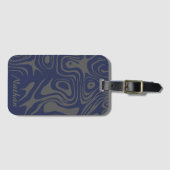 Grey Blue Abstract Liquid Pattern Personalised Bagagelabel (Voorkant (horizontaal))