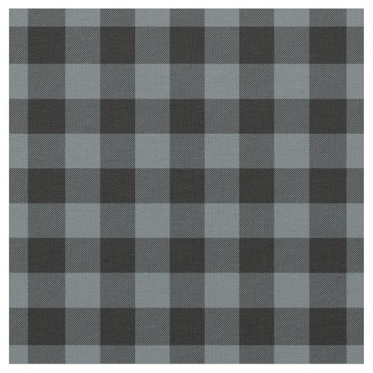 Grey Blue & Black Plaid Gingham Stof (Close Up)