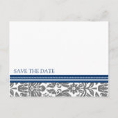 Grey Blue Damask Save the Date Wedding Briefkaart (Achterkant)