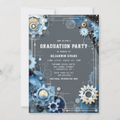 Grey Blue Gears Engineering Afstuderen Foto Kaart (Voorkant)