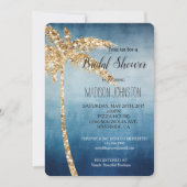 Grey Blue Gold Glitter Palm Tree Vrijgezellenfeest Kaart (Voorkant)